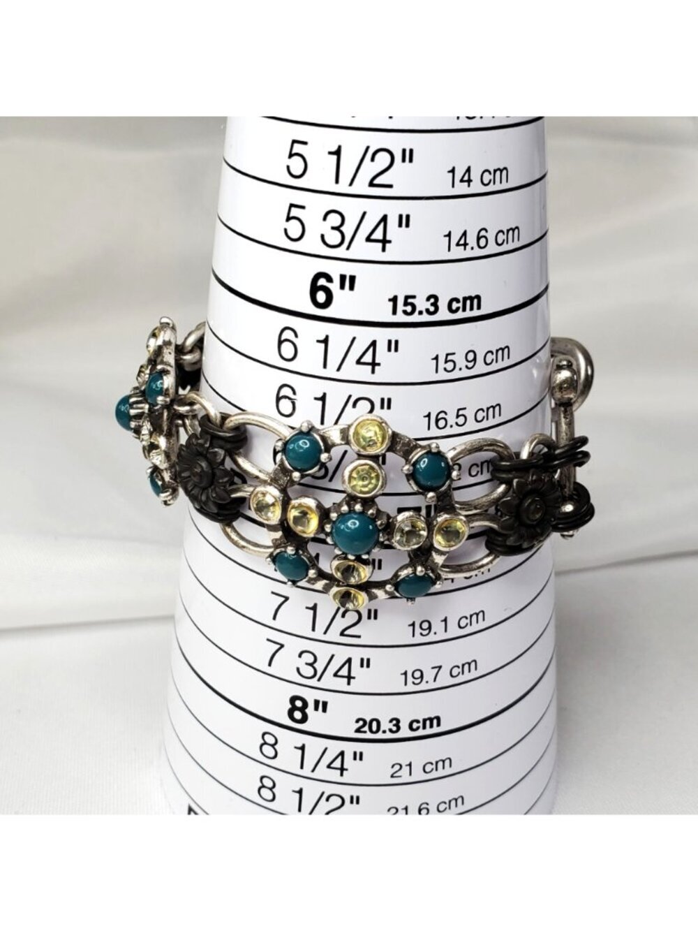 VTG LUCKY BRAND Statement Bracelet Green and Light Yellow Set In Silver Tone - Picture 4 of 8